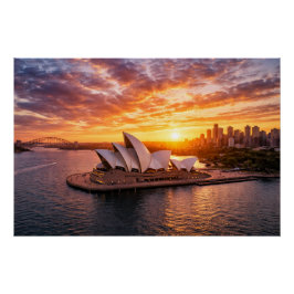 Pôster Sydney Opera House Sunset Aerial Photography
