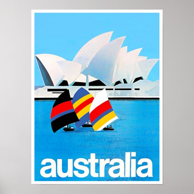Poster Sydney Opera House viagens vintage da Austrália (Frente)