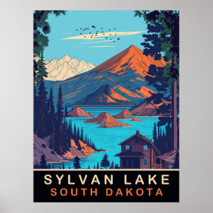 Poster Sylvan Lake, Dakota do Sul, Viagens vintage