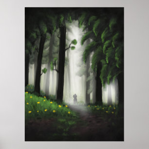Poster Sylvan Serenity: Floresta Verde Majestosa com o Di