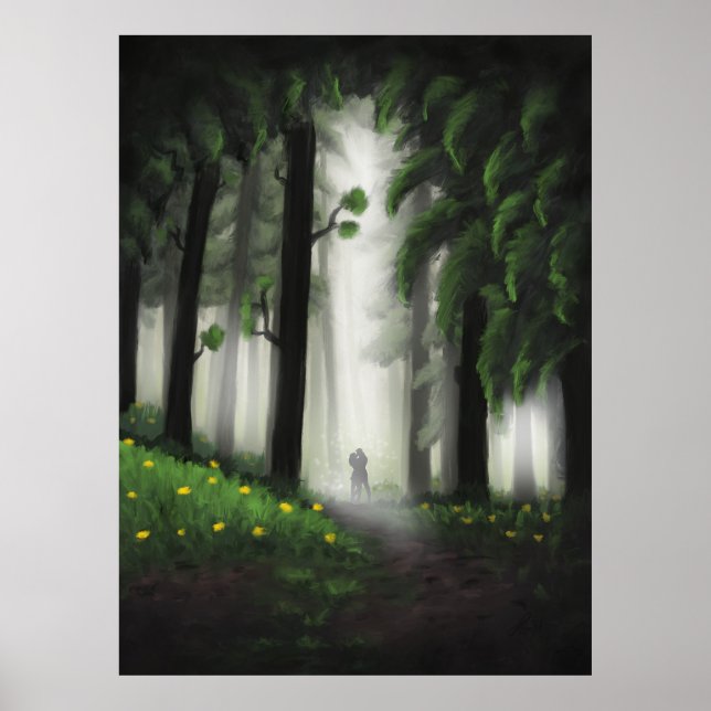 Poster Sylvan Serenity: Floresta Verde Majestosa com o Di (Frente)