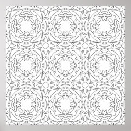 Poster Symmetric Floral Tile Pattern Interlocking Motifs