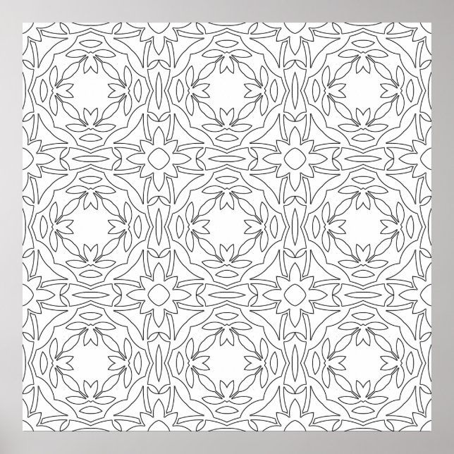 Poster Symmetric Floral Tile Pattern Interlocking Motifs (Frente)