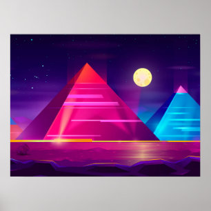 Poster Synthwave Neon City - Egito, pirâmide