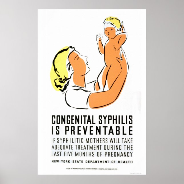 Pôster Syphilis Is Preventable 1939 WPA (Frente)