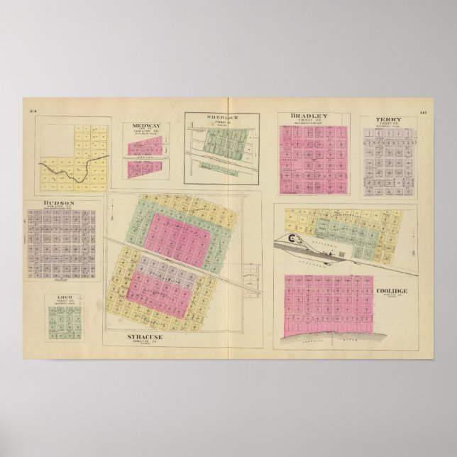 Poster Syracuse, Coolidge, Hudson, Loco, Kansas (Frente)