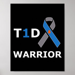 Poster T1d Guerreiro Tipo 1 Diabetes Consciência Azul Fit