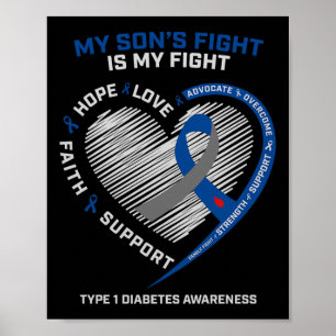 Poster T1d Mãe Pai Meus Filhos Combatem Awarenes com Diab