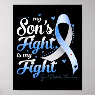 Poster T1D Mãe Pai Pais Meu Filho Luta Diabetes Tipo 1
