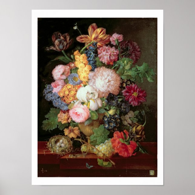 Poster T30763 A Still Life of Flowers and Fruit (panel) (Frente)