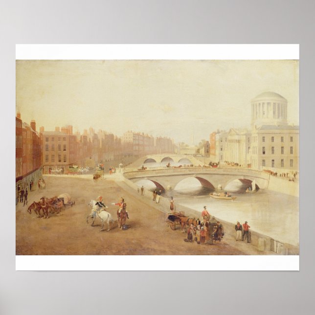 Pôster T34018 O rio Liffey e os Tribunais de Justiça, Dub (Frente)