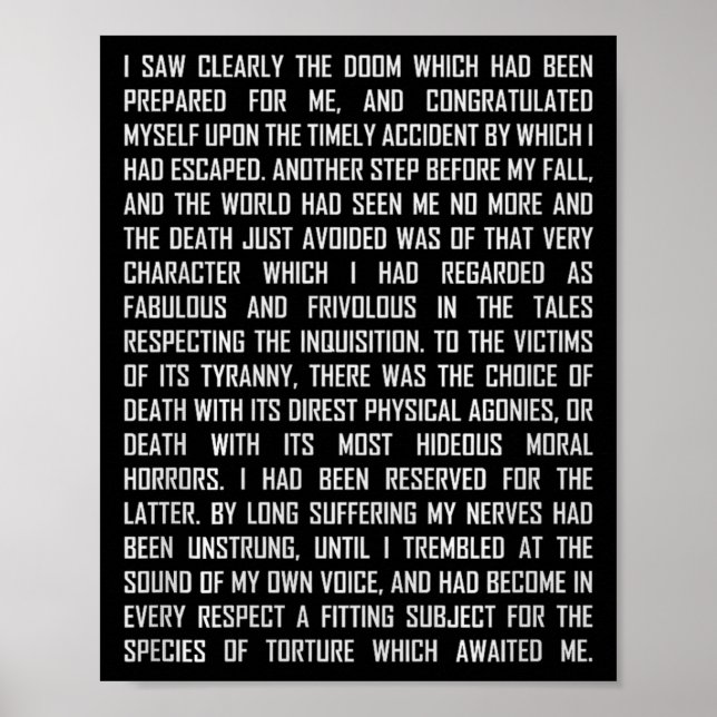 Poster T And The Pendulum Edgar Allan E Etry Excerpt Prem (Frente)