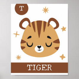 Poster T de Tigre, Berçário, Quarto, Arte de Parede Infan