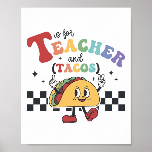 Poster T é para Professor e Tacos Engraçado Volta às Aula (Frente)