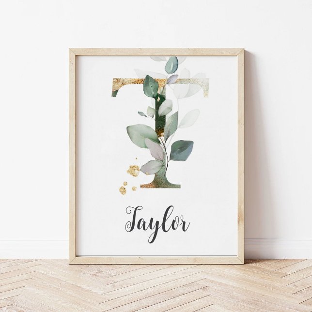 Poster T - Letra Monograma - Greenery Nursery Name Wall I (Criador carregado)