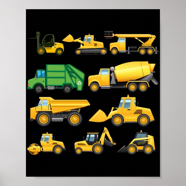 Poster T reuqcukiTrucks E Diggers Construção (Frente)