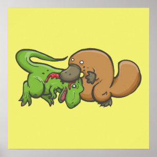 Poster T-rex contra Platypus