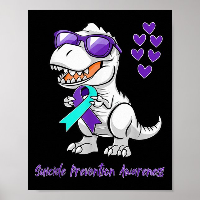 Poster T-rex Dinosaur Suicide Prevention Awareness Day Di (Frente)
