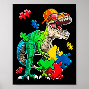 Poster T Rex Dinossaur Autismo Autismo Quebra-cabeça Piec