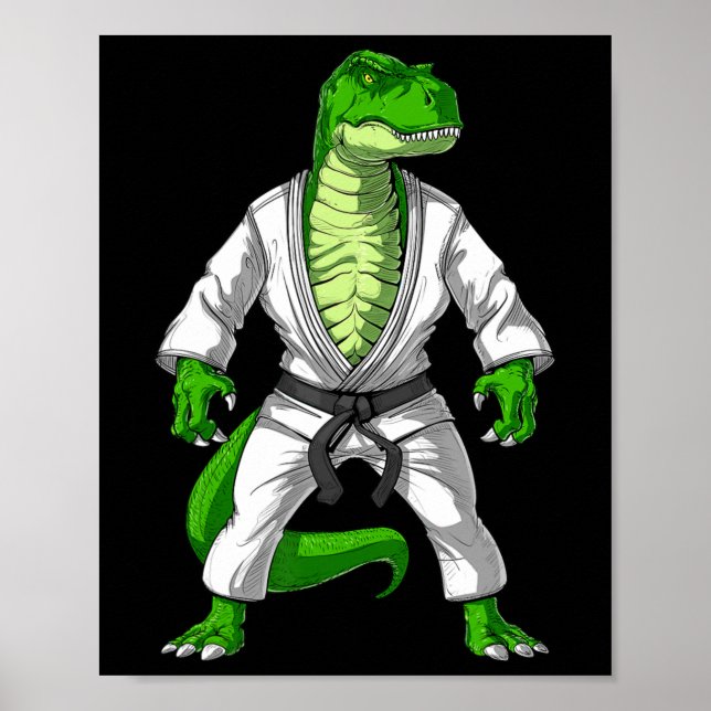 Poster T-rex Dinossaur Jiu-jitsu Judo Karate Taekwondo Ma (Frente)