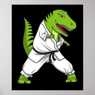 Poster T-Rex Dinossaur Ninja Artes Marciais Karate