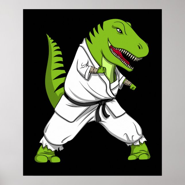 Poster T-Rex Dinossaur Ninja Artes Marciais Karate (Frente)