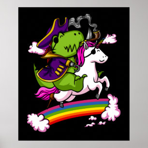 Poster T-Rex Dinossaur Pirata Sailor Piloto Unicorn