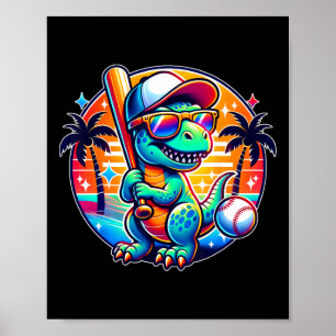 Poster T-Rex Dinossauro Engraçado Para Crianças Meninos B