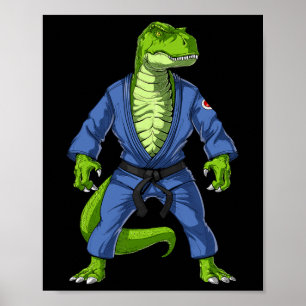 Poster T-rex Dinossauro Jiu-jitsu Judô Ninja Artes Marcia