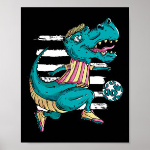 Poster T-rex Dinossauro Jogando Futebol - Design Trex 