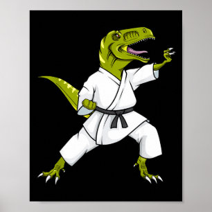 Poster T-rex Dinossauro Karate Samurai D Engraçado Karate