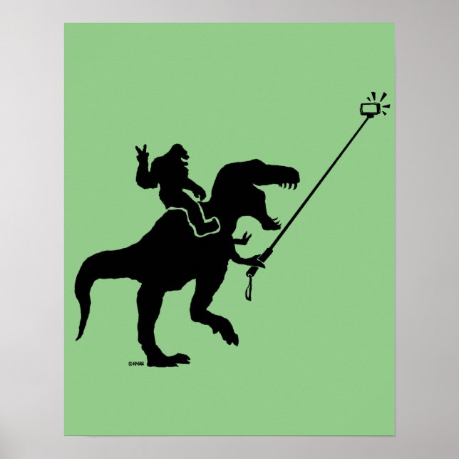 Poster T-rex e selfie de pau patudo (Frente)