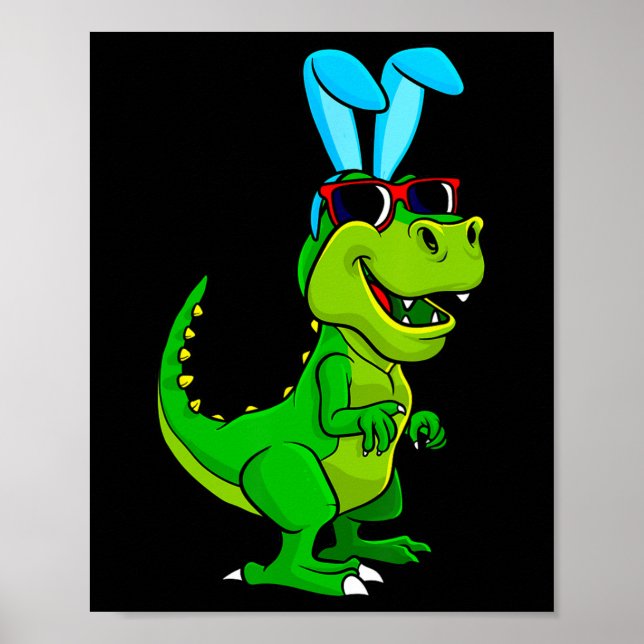 Poster T Rex Easter Bunny Dinosaur Meninas Meninas Rapari (Frente)