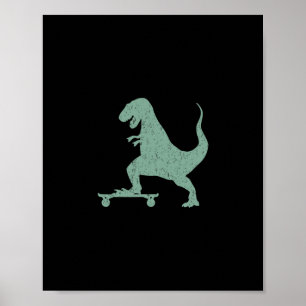 Poster T-rex Em Um Skate Grunge Dinossauro De Skate