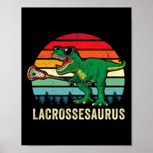 Poster T Rex Engraçado Lacrosse Dinossauro Lax Meninos Ti