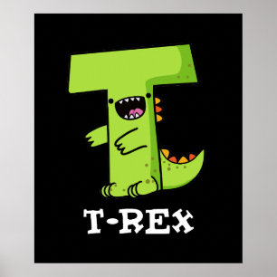 Poster T-Rex Funny Alphabet Dinossaur Pun Dark BG