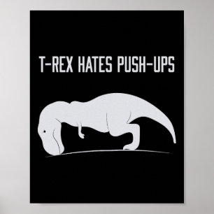 Poster T-rex Gráfico Odeia Flexões de Braço Funny Gym Tre