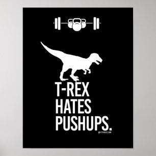 Pôster T-Rex Hates Pushups - - Treinando Humor -.png