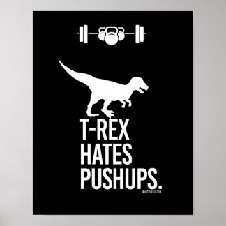 Pôster T-Rex Hates Pushups - - Treinando Humor -.png