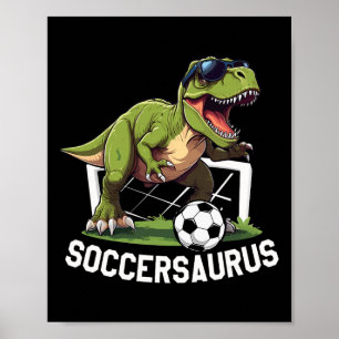 Poster T-rex Jogando Futebol Dinosaurio Jogador de Futebo