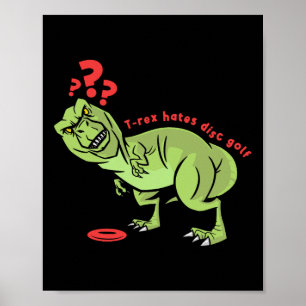 Poster T Rex Kids Disc Golf Engraçado 
