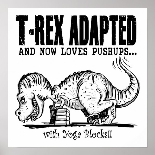 Pôster T-Rex Loves Pushups (Frente)
