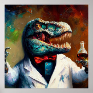 Poster T Rex Mad Scientist