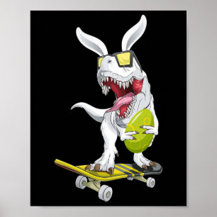 Poster T Rex Páscoa Dinossauro Coelho Segurando Um Ovo E
