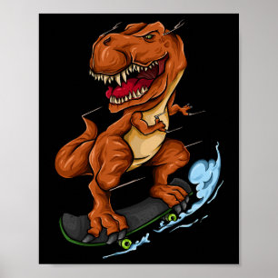 Poster T-rex skate - Cute Trex Dinossauro Skateboard