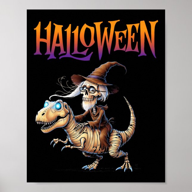 Poster T-rex Skeleton Ride Halloween (Frente)