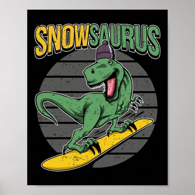 Poster T-rex Snowboard Dinossaur Snowboard (Frente)