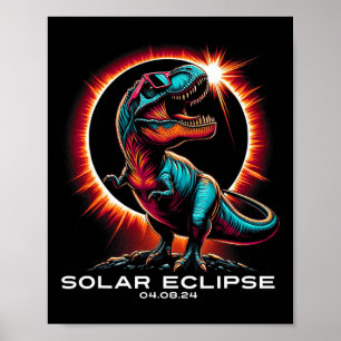 Poster T-rex Solar Eclipse Veste Sungles 8 de abril de 20
