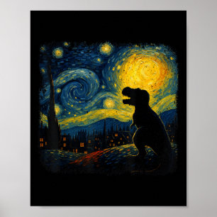 Poster T Rex Starry Night Van Gogh Dinosaus Oferece Homen