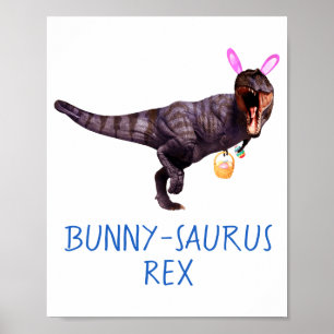 Poster T Rex Tyrannosaurus Coelho de Páscoa de Dinossauro